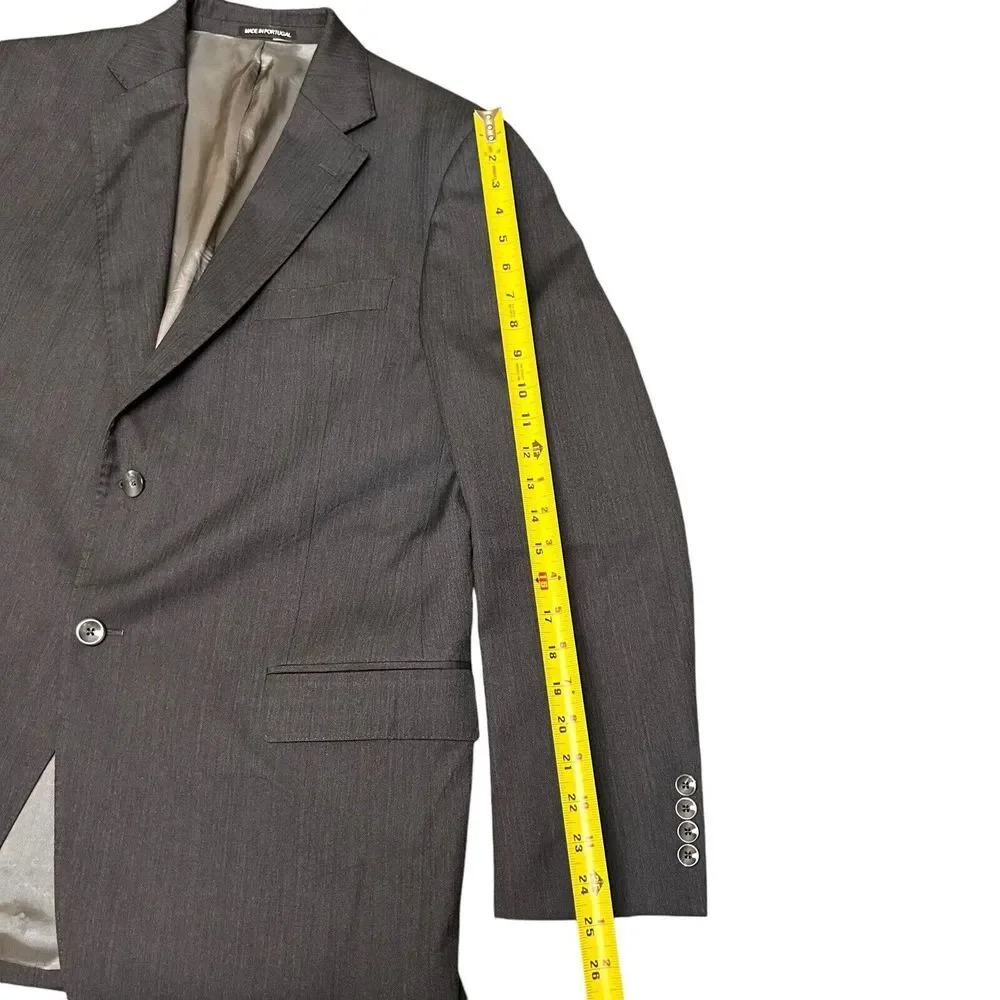 J‎ Hilburn Blazer Mens 43R 32x30 Gray Guabello Wool Coat Suit Set
